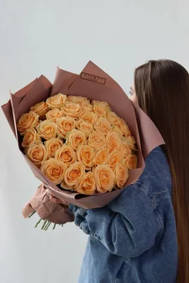Персиковые пионовидные розы | купить недорого | доставка по Москве и области