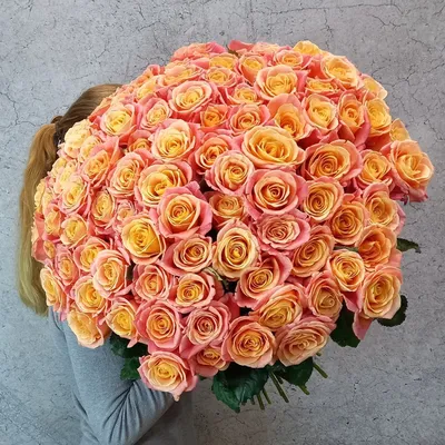 Персиковые розы 35 шт. (40 см), артикул: 333083682, с доставкой в город  Москва (внутри МКАД)