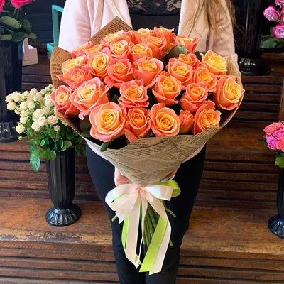 Розы Россия 60 см шт. цвет персик - купить с доставкой по Краснодару