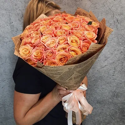 51 персиковая роза купить с доставкой в Москве | Заказать букет цветов  недорого
