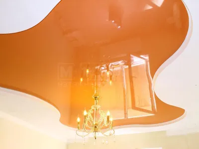 Оранжевый натяжной потолок - примеры использования, фото и цены