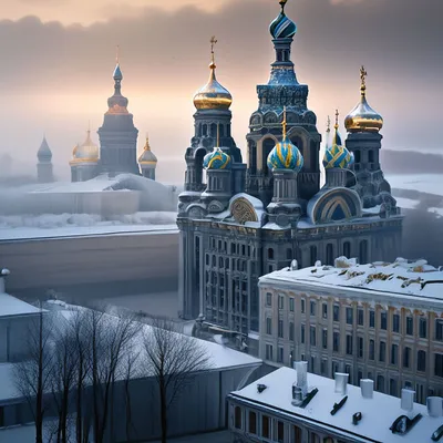 Город Санкт-Петербург зимой» — создано в Шедевруме