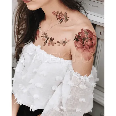 Временная тату, переводная татуировка, цветы, роза, пионы, бабочки - купить  по выгодным ценам в интернет-магазине OZON (1088147882)