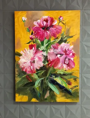 Картина маслом \"Белые пионы. Гармония цвета\" 120x120 CV221110 купить в  Москве