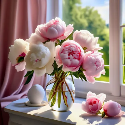 Букет 51 пион белые и розовые с оформлением в Москве от компании \"Оптом  Цветы\"