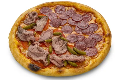 Пицца Мясная- Сыр моцарелла, фарш говяжий, помидоры