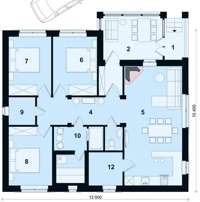 Проект одноэтажного дома 13.5 на 12 м с простым фасадом | Архитектурное  бюро \"Беларх\" - Авторские проекты планы до… | План дома, Макеты домов, План  квартир на этаже