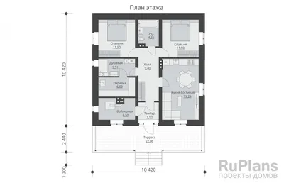 Проект одноэтажного дома 10 на 10 м. S-128 \"Протей\"