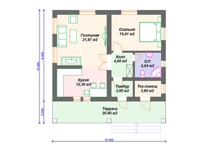 Проект дома 10 на 12 одноэтажный с тремя спальнями №86 - Купить