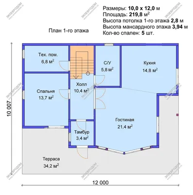 Проект дома 124 м.кв 1 этаж 3 спальни 10 на 12 с террасой - построить цена