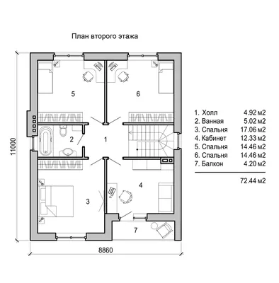 План 2 этажа 2х этажного загородного дома до 150м2 | Двухэтажные дома, Дом,  2-этажные дома