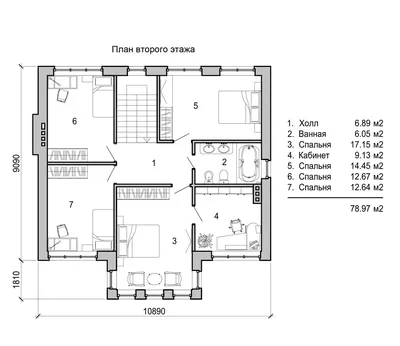 Второй этаж капитального частного дома до 150м2 вариант 2 | Двухэтажные дома,  Дом, План дома