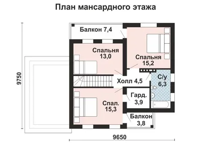 Проект двухэтажного частного дома AS-272-3 из газобетона с мансардой и  гаражом