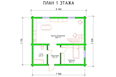 План частного дома с мансардой из бруса в Ростове-на-дону