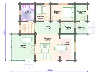 G93a1 Проект частного дома с мансардой, 3 спальни, с камином и эркером,  гостевая комната на 1 эт, терраса и балкон со стороны входа: цена | Купить  готовый проект с фото и планировкой