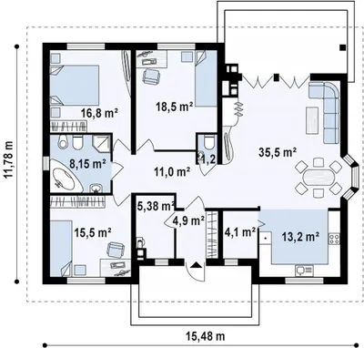 Проекты одноэтажных домов – лучшие цены на готовые проекты одноэтажных домов  в России | DOM4M | Планировки, Проекты домов, Планы небольших квартир