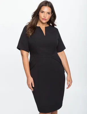 Черное платье с длинным рукавом для полных женщин VBS-013-2, купить в  интернет-магазине Е-Леди