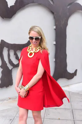 Ashley Nicole Style : Fiery Red Cape Dress
