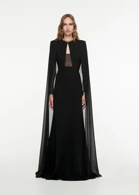 Long Sleeve Cape Gown in Black – Roland Mouret