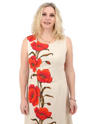 Льняное платье с маками - Арт Ш745-17 | Интернет магазин ArgNord.ru