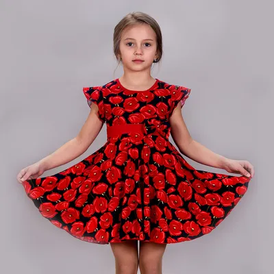 Легкое летнее платье для девочки М-4644 маки/синие - купить в  Санкт-Петербурге на https://www.zaitsew.ru/