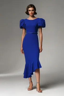 Платье-рубашка длинное, низ с воланом темно-синий La Redoute Collections  купить в интернет-магазине | La Redoute