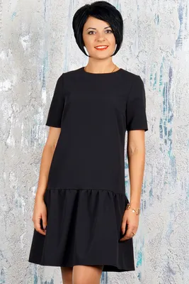 Чёрное платье с воланом АЖ-АП-2052 цена-2762 р. в интернет магазине  beauti-full.ru