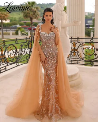 2023 эксклюзивные вечерние платья Haute Couture с бусинами и камнями, с  рукавом-накидкой, арабское дубайское свадебное платье, длинное платье для  выпускного вечера | AliExpress