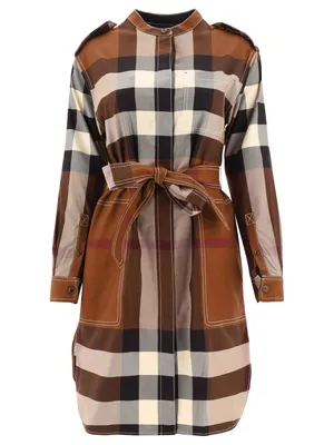 Платье офисное коричневое в клетку burberry, L-79423 K цена | pigu.lt