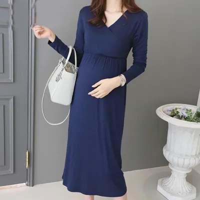 Одежда для кормящих мам :: Платья :: Платье \"Флораль М\" с длинным рукавом,  синий, для беременных и кормящих