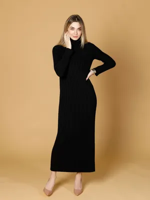 Купить Трикотажное платье прямого кроя черное в интернет магазине Knitman
