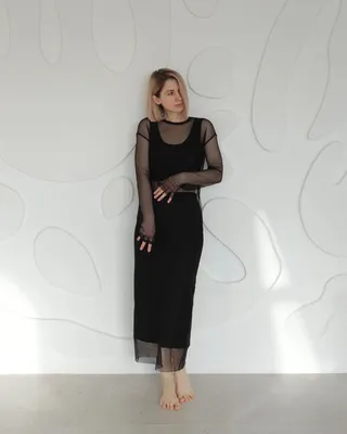 Платье-сетка чёрного цвета в магазине «Alena Vishnyakova» на Ламбада-маркете