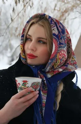 Платок на голову зимой фото фотографии