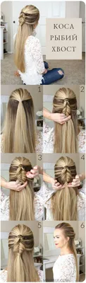 Схемы плетения кос: 50 пошаговых фото и видео уроков | Fish tail braid,  Braided hairstyles tutorials, Long hair styles