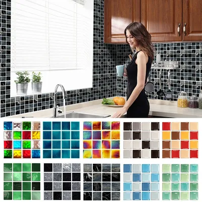 10 шт. 3D мозаичная настенная плитка, самоклеящиеся наклейки на стену для  кухни и ванной, виниловые обои, домашний декор | AliExpress