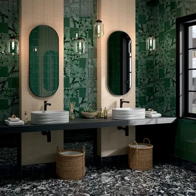 Зеленая плитка для ванной! Лучшие варианты и фото