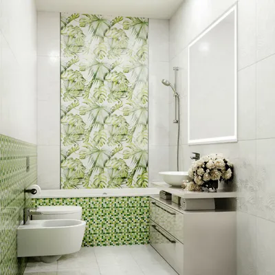 Зеленая плитка для ванной комнаты