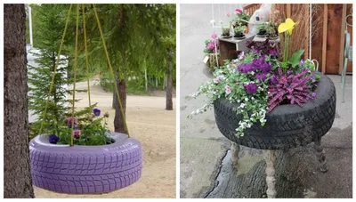 Поделки из шин своими руками: идеи применения старых шин для украшения сада  и огорода (120 фото + видео) | Landshafblog - все о ландшафте! | Дзен
