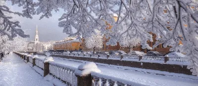 Берген город река зима снег росписи обои - TenStickers