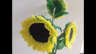 ПОДСОЛНУХИ из БИСЕРА. Tutorial: Beaded sunflower. Часть 1/3. Бисероплетение  - YouTube