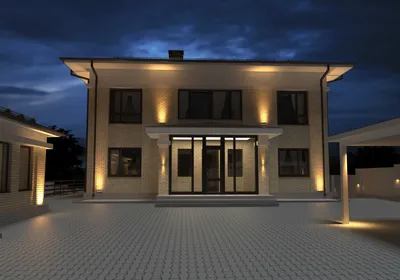 Подсветка фасада: проект для готового двухэтажного дома в Московской  области – arch-buro.com