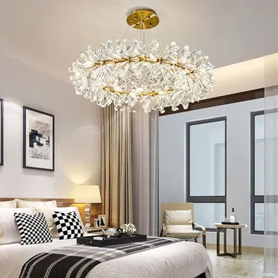 Современные роскошные потолочные люстры, подвесные светильники со стразами  в помещении, Современная круглая Подвесная лампа для гостиной, спальни |  AliExpress