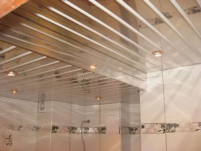Зеркальный реечный потолок, цены, фото | Купить подвесной реечный потолок  для ванной, кухни