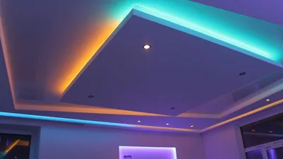 Светодиодные натяжные потолки с подсветкой в Саратове, монтаж и установка