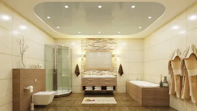 Натяжные потолки в ванной комнате фото работ от компании Новый Вид