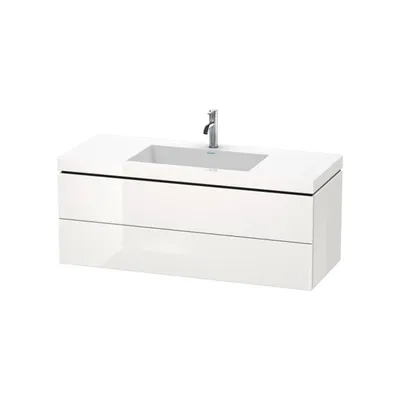 Duravit L-Cube Умывальник мебельный с подвесной тумбочкой c-bonded в  комплекте без отверстий под смеситель 1200 x 480 мм белый LC6929N2222  купить в Москве