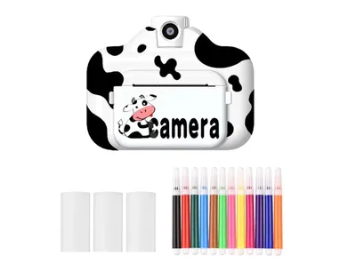 Детский фотоаппарат с мгновенной печатью фото / Полароид моментальной  печати для ребенка, корова - купить с доставкой по выгодным ценам в  интернет-магазине OZON (886345675)
