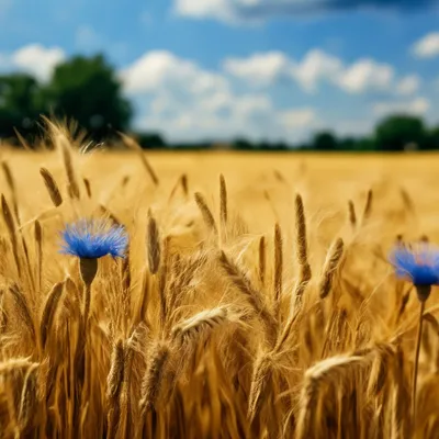 Картина поле васильки полевые цветы пшеница маслом холст 40х40см – заказать  на Ярмарке Мастеров – QCQLOBY | Картины, Белгород