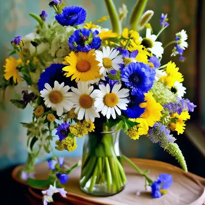 Пазл полевые цветы васильки с ромашками - разгадать онлайн из раздела \"Цветы\"  бесплатно