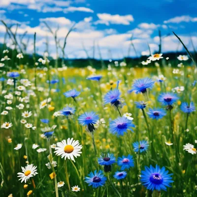 васильки цветущие цветы васильки на зеленой траве луг с цветами полевые  цветы природа цветок цветы на поле Фото Фон И картинка для бесплатной  загрузки - Pngtree